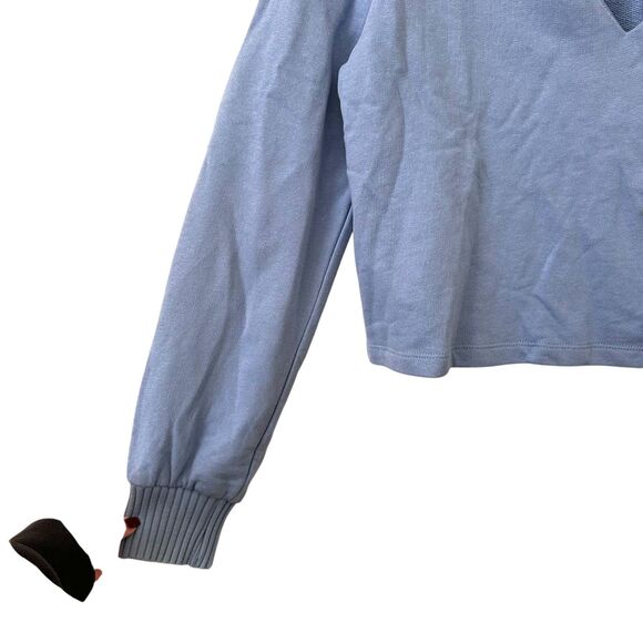 ZARA Cutout Turtleneck Sweatshirt Light Blue Large - Picture 5 of 6